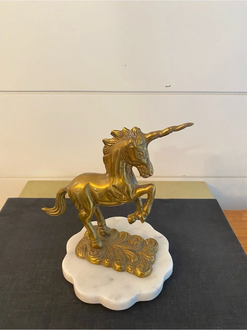 Vintage Solid Brass Rearing Unicorn Statue Figure Mythical Ethereal Celestial - Picture 2 of 10